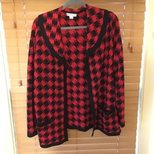 Red and Black Pendleton Cardigan